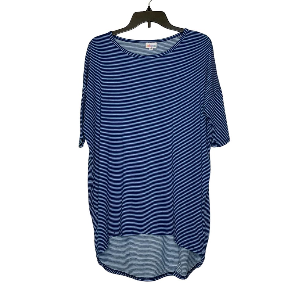 LuLaRoe Tunic Top Size XS Blue White Striped Womens Stretch‎ Blend SS T-Shirt
